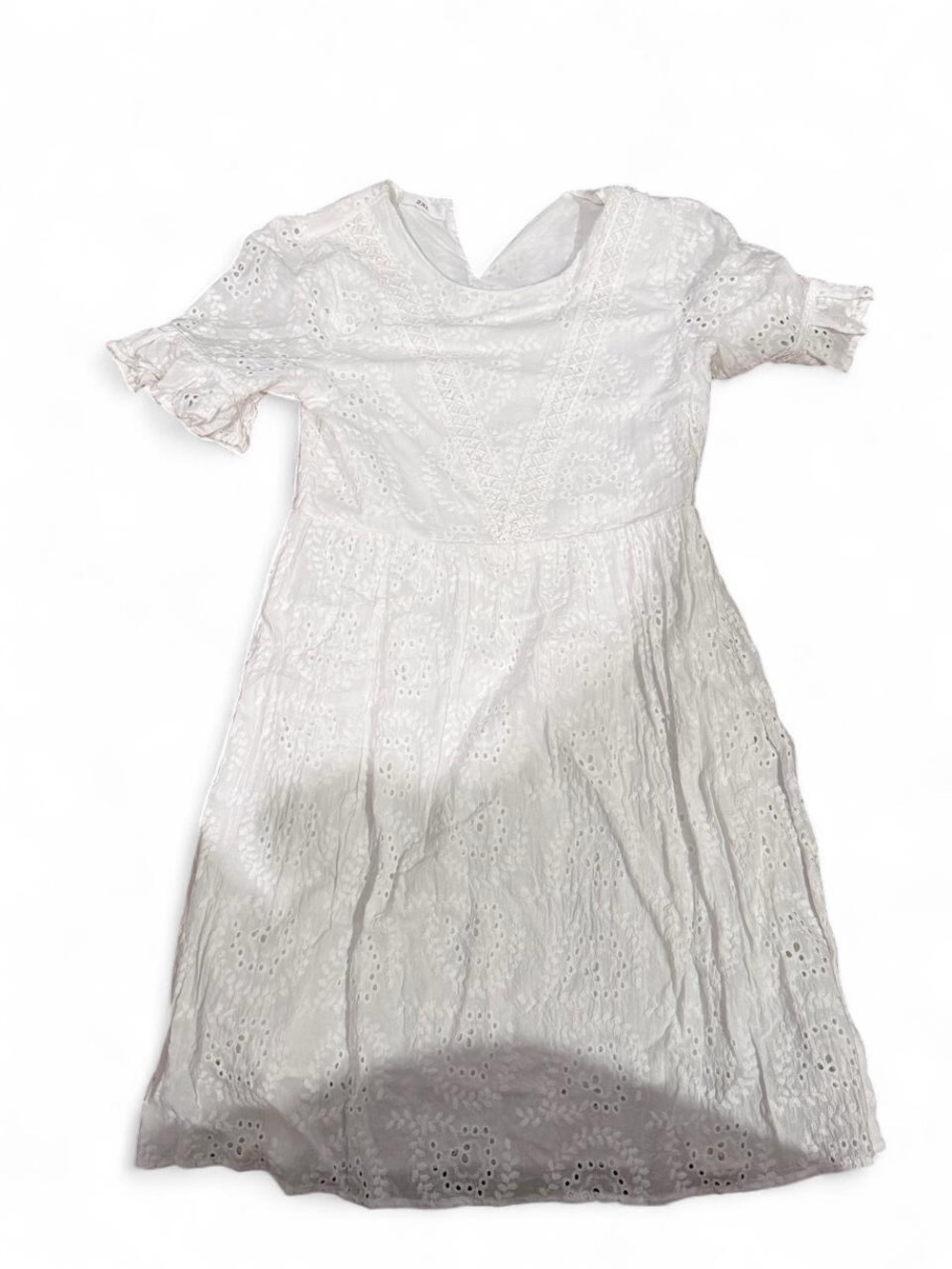 White Eyelet A-Line Kids Dress